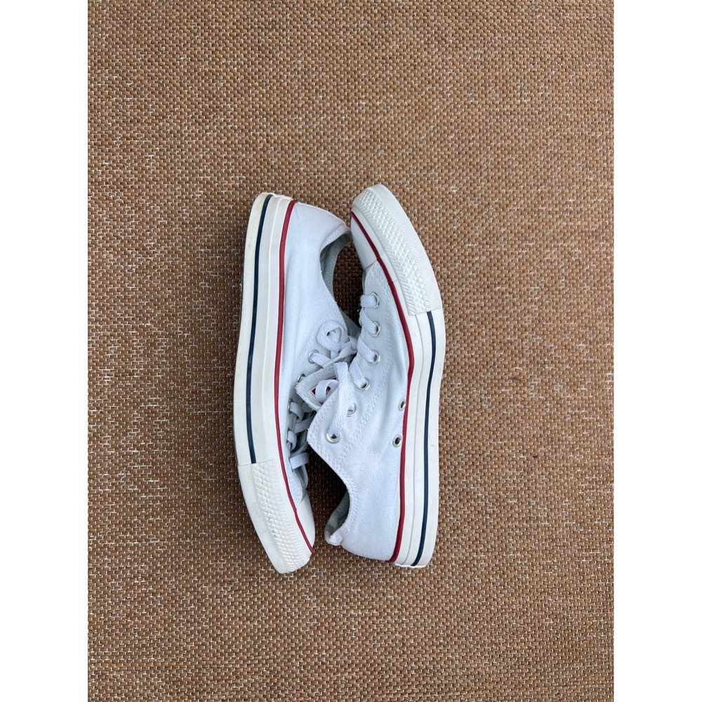 Converse White Sneakers with Red and Blue Stripes. Mens Size 8, Womens 10